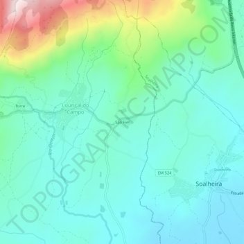 Mapa topográfico São Fiel, altitud, relieve