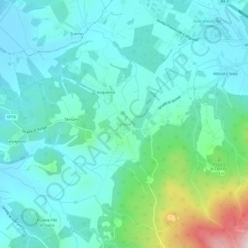 Mapa topográfico Strove, altitud, relieve