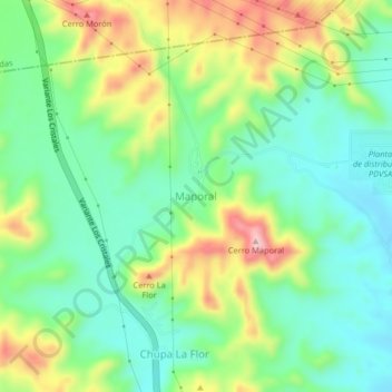 Mapa topográfico Maporal, altitud, relieve
