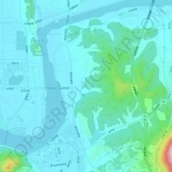 Mapa topográfico 장학리, altitud, relieve