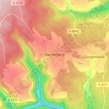 Mapa topográfico Zwerenberg, altitud, relieve