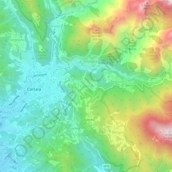 Mapa topográfico Codena, altitud, relieve