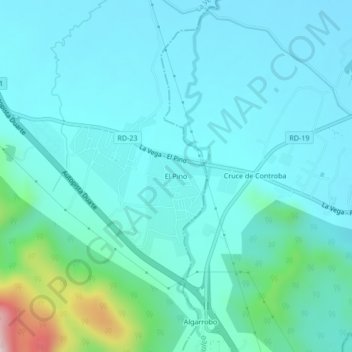 Mapa topográfico El Pino, altitud, relieve