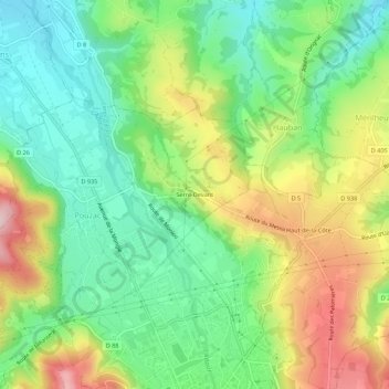 Mapa topográfico Serre-Devant, altitud, relieve
