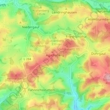 Mapa topográfico Agathaberg, altitud, relieve