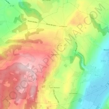 Mapa topográfico Haut-Biol, altitud, relieve
