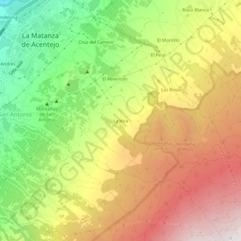 Mapa topográfico La Vica, altitud, relieve