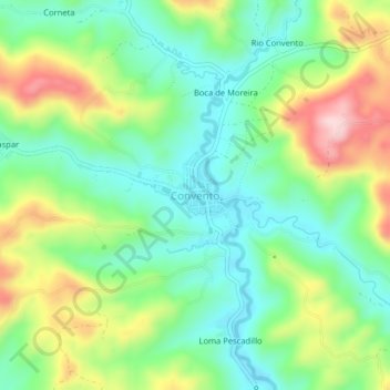 Mapa topográfico Convento, altitud, relieve