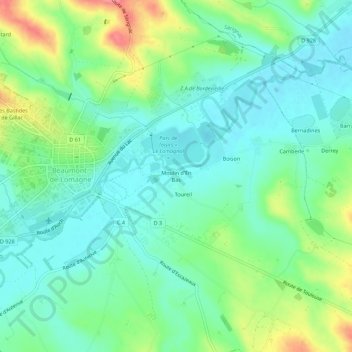 Mapa topográfico Moulin d'En Bas, altitud, relieve