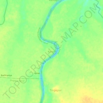 Mapa topográfico Konta, altitud, relieve