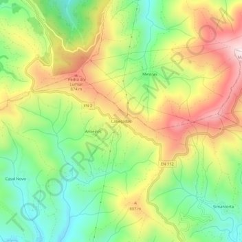 Mapa topográfico Cabeçadas, altitud, relieve