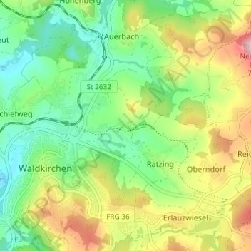 Mapa topográfico Traxing, altitud, relieve