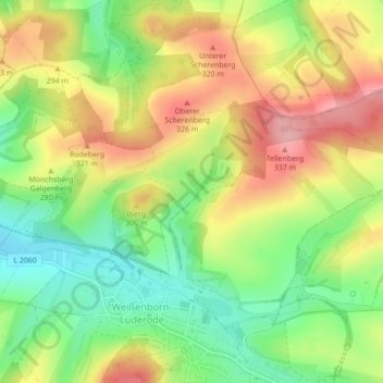 Mapa topográfico Schellental, altitud, relieve