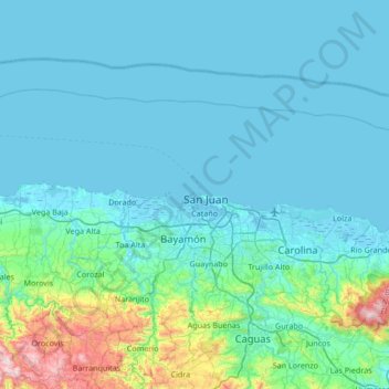 Mapa topográfico Isla de Cabras, altitud, relieve