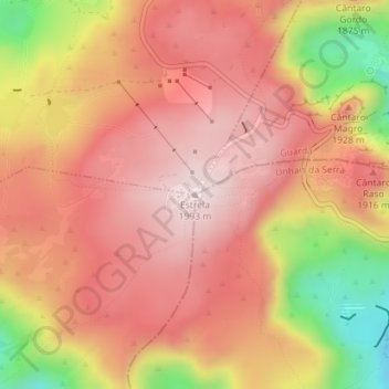 Mapa topográfico Estrela, altitud, relieve