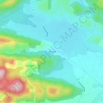 Mapa topográfico La Bénague, altitud, relieve
