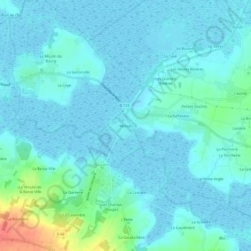 Mapa topográfico Messan, altitud, relieve