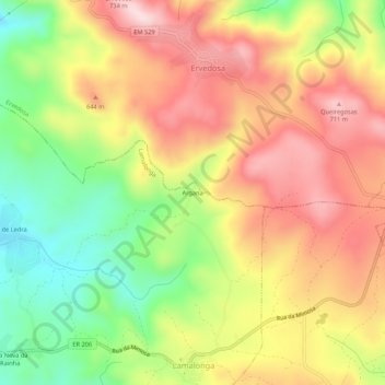 Mapa topográfico Argana, altitud, relieve