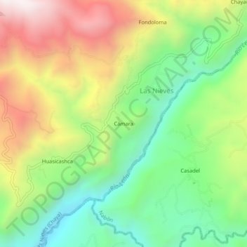 Mapa topográfico Cámara, altitud, relieve