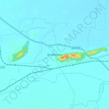 Mapa topográfico Sheikhpura, altitud, relieve