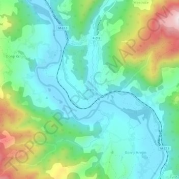 Mapa topográfico Dren, altitud, relieve