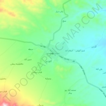 Mapa topográfico Darb-e Behesht, altitud, relieve