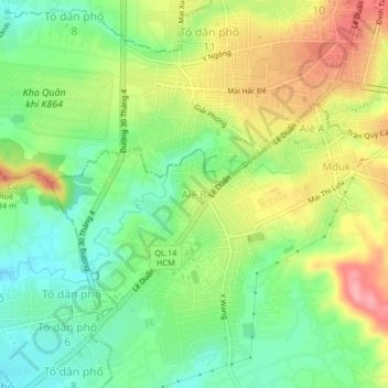 Mapa topográfico Alê B, altitud, relieve