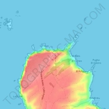Mapa topográfico Faro de Cabo de Peñas, altitud, relieve