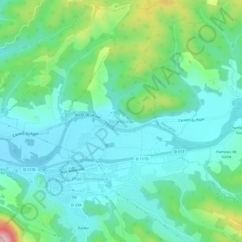 Mapa topográfico Bonrepaux, altitud, relieve