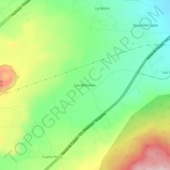 Mapa topográfico Las Marianas, altitud, relieve
