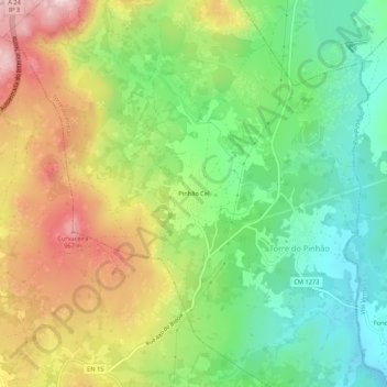 Mapa topográfico Pinhão Cel, altitud, relieve