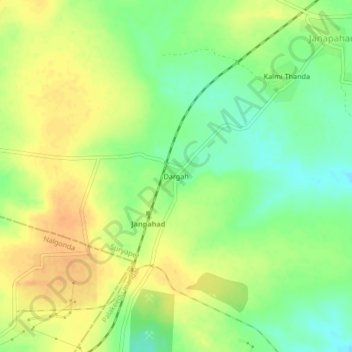 Mapa topográfico Dargah, altitud, relieve