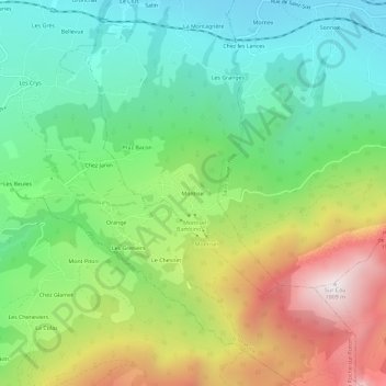 Mapa topográfico Montisel, altitud, relieve