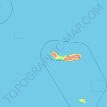 Mapa topográfico Lagoa das Sete Cidades, altitud, relieve