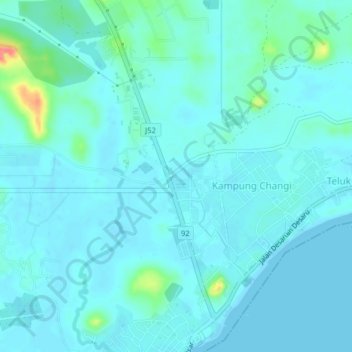 Mapa topográfico Kampung Raja, altitud, relieve