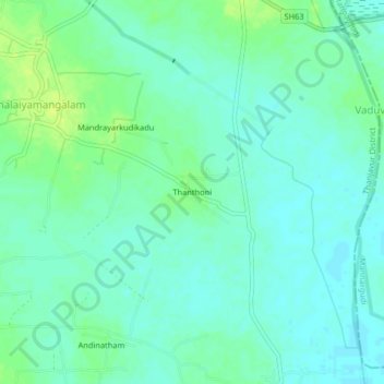 Mapa topográfico Thanthoni, altitud, relieve