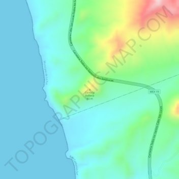 Mapa topográfico Cerro la Ballena, altitud, relieve