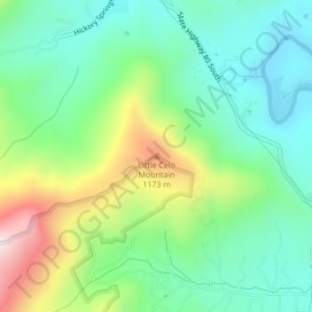 Mapa topográfico Little Celo Mountain, altitud, relieve