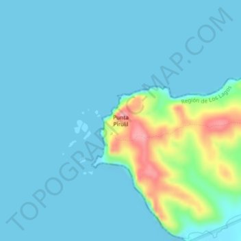 Mapa topográfico Punta Pirulil, altitud, relieve