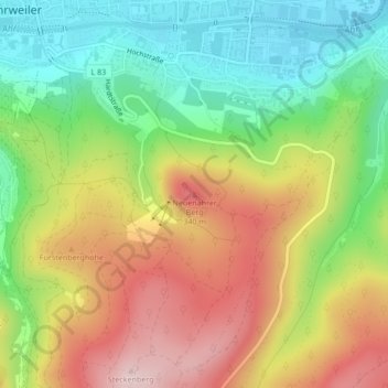 Mapa topográfico Neuenahrer Berg, altitud, relieve