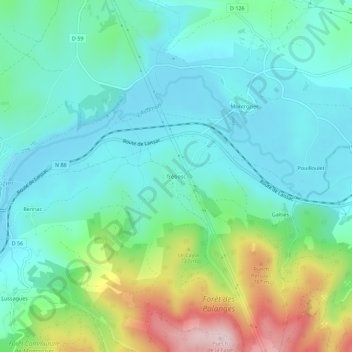 Mapa topográfico Trébosc, altitud, relieve