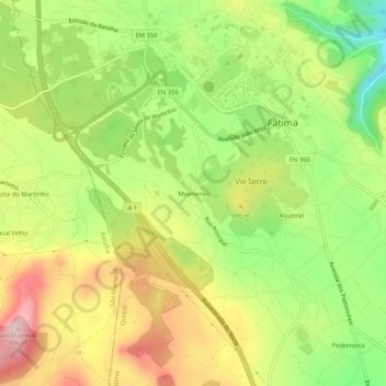 Mapa topográfico Moimento, altitud, relieve