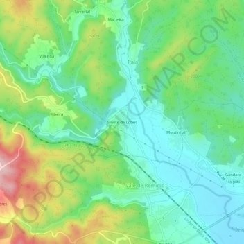 Mapa topográfico Monte de Lobos, altitud, relieve