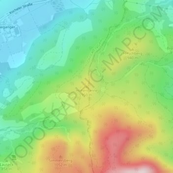 Mapa topográfico Hohentanne, altitud, relieve