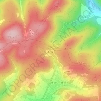 Mapa topográfico Zollbuche, altitud, relieve