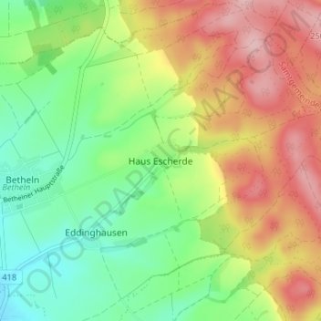Mapa topográfico Haus Escherde, altitud, relieve