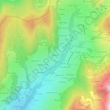 Mapa topográfico Reculfou, altitud, relieve