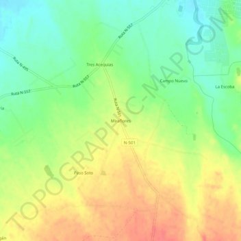 Mapa topográfico Miraflores, altitud, relieve