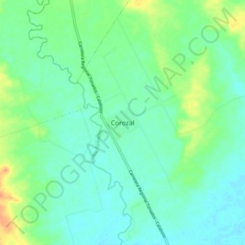 Mapa topográfico Corozal, altitud, relieve