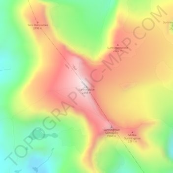 Mapa topográfico Surtningssue, altitud, relieve